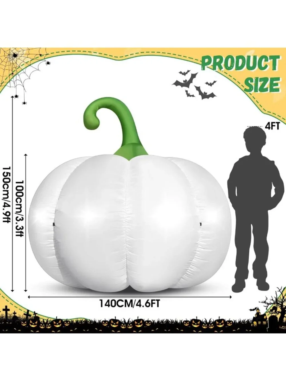 Giant 4.6FT Inflatable Pumpkin Decor with LED Lights for Halloween & Fall Yard